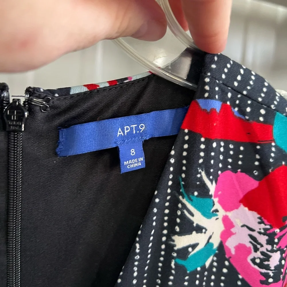 Apt. 9 Black Dress with Red and Pink Floral Accents - Picture 2 of 4